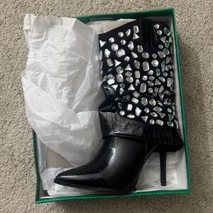Lauren Lorraine Black Heeled Boots with gemstones 💎- send an offer ❤️